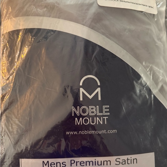 NOBLE MOUNT Men's Premium Satin Short Pajama Set Light Blue Mens Medium - Picture 3 of 5